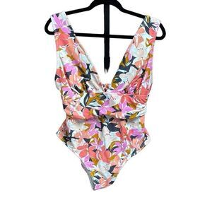 Kona Sol Multi Floral One Piece Swimsuit Size XL